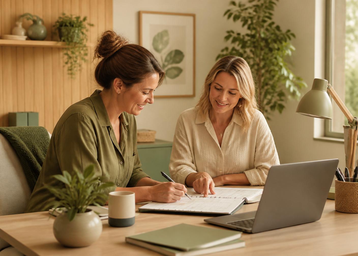 Team eines Pflegedienstes bei der Arbeit im Büro